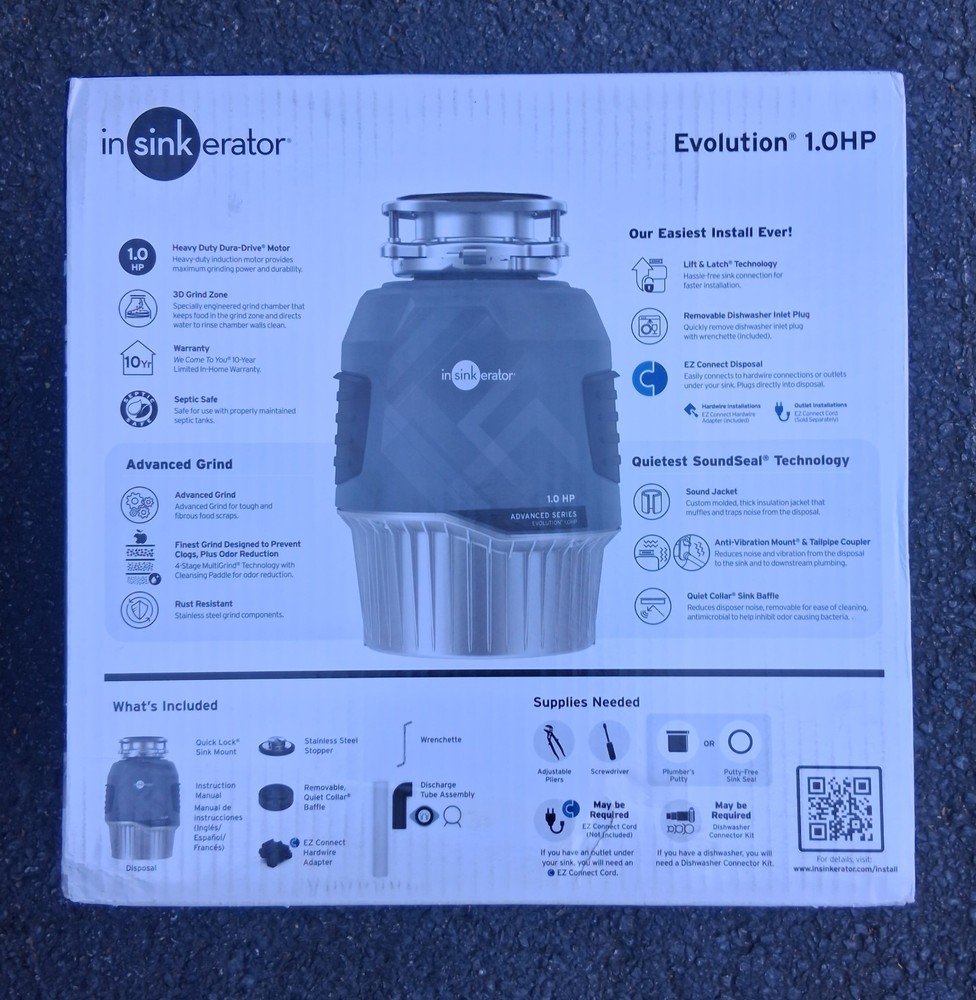 InSinkErator Evolution Advanced Series 1.0HP Continuous Feed Garbage DisposalNEW