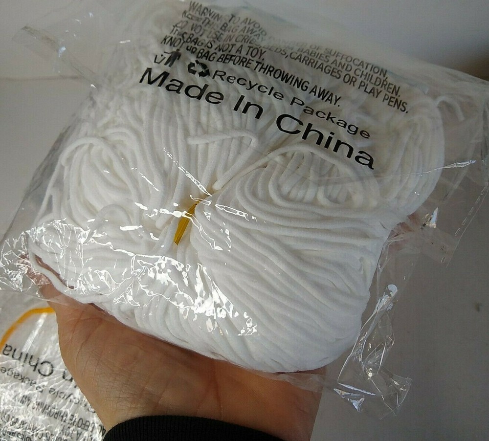 Elastic Strap Round 1/8" White (3) Pks Masks/Crafts/Sewing