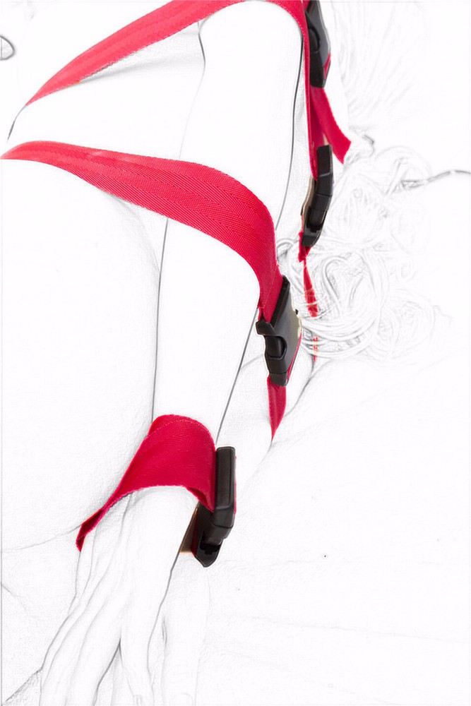 Red Nylon BDSM Bondage Restraints 7-Piece Adjustable Full Body Belt Set