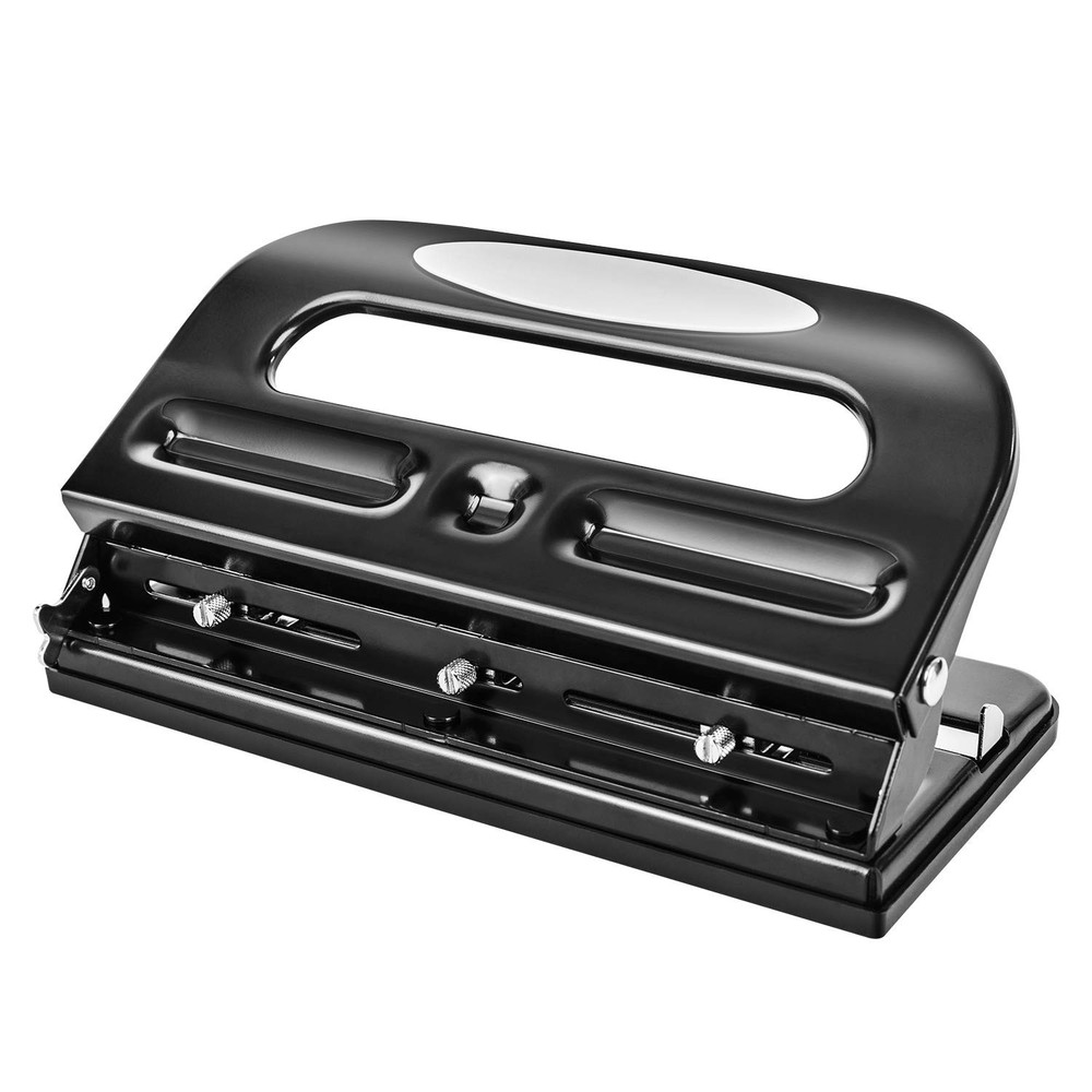 Amazon Basics 2/3 Hole Punch, Semi-Adjustable, 30 Sheet Hole, Black
