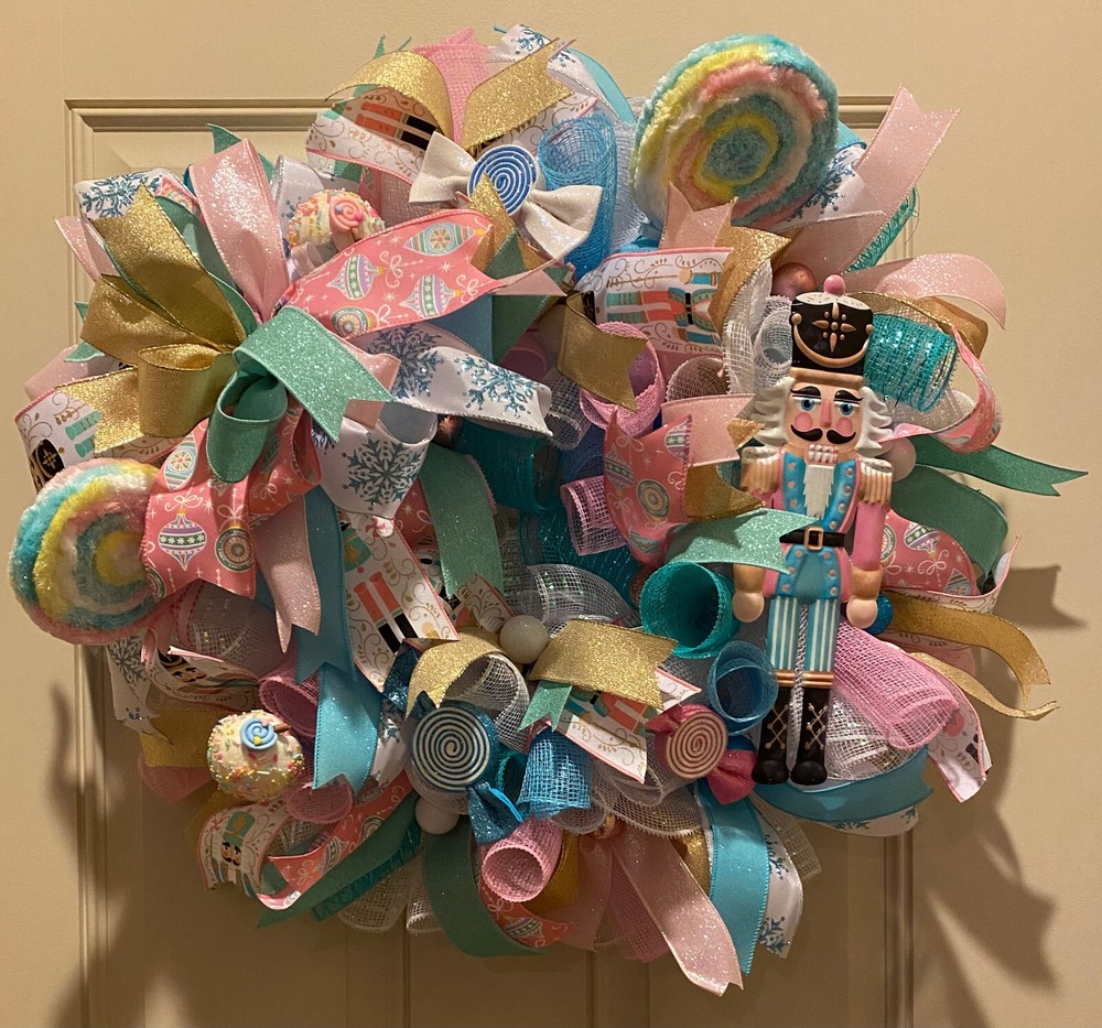 Nutcracker Christmas wreath,Nutcracker Christmas decor,Christmas Candy wreath