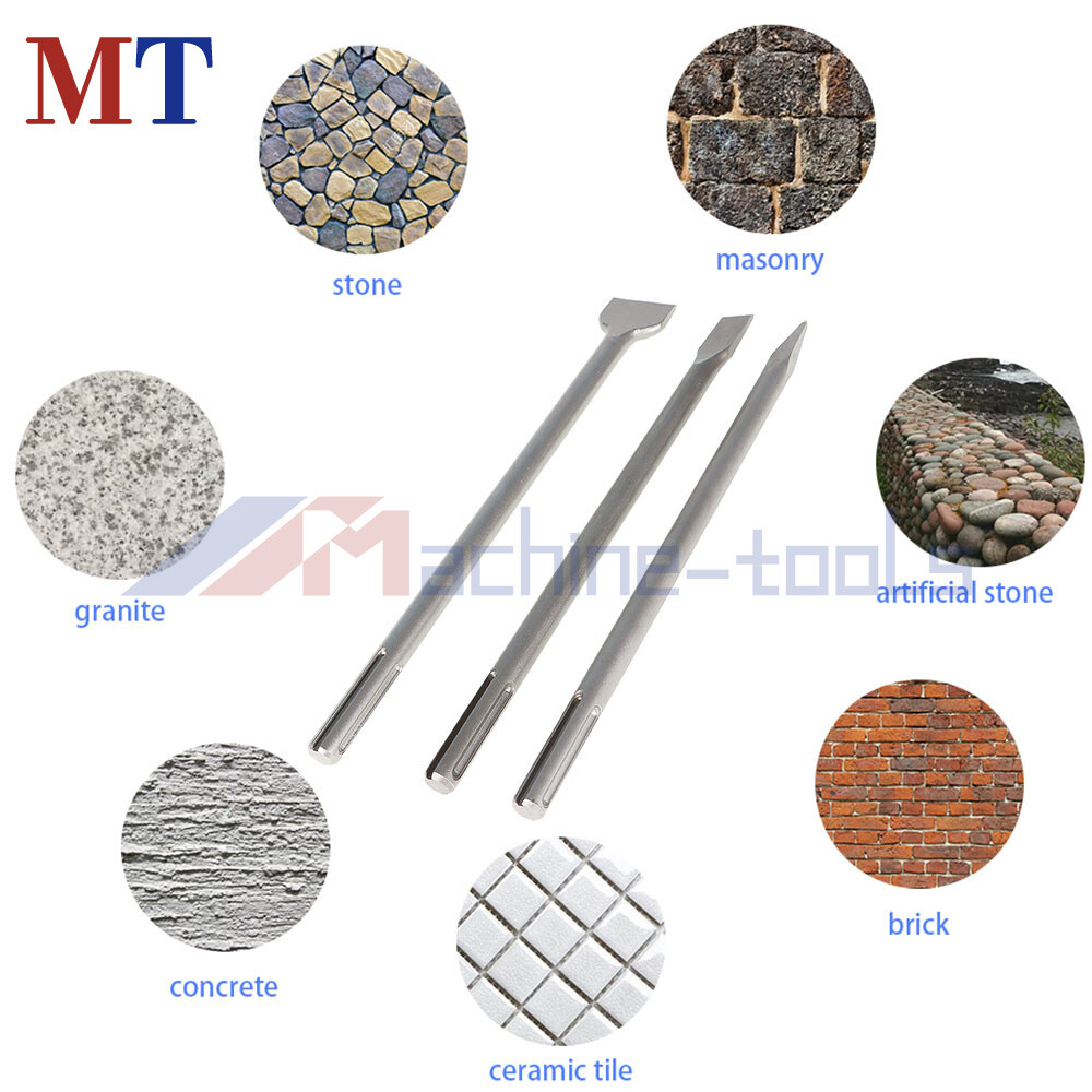 3 Pack 16" SDS Max Bits Set Long-Point Chisel, Scaling Chisel Flat Chisel