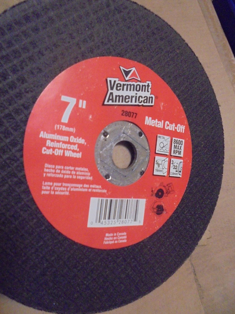 Metal aluminium oxide 7" cutoff wheel