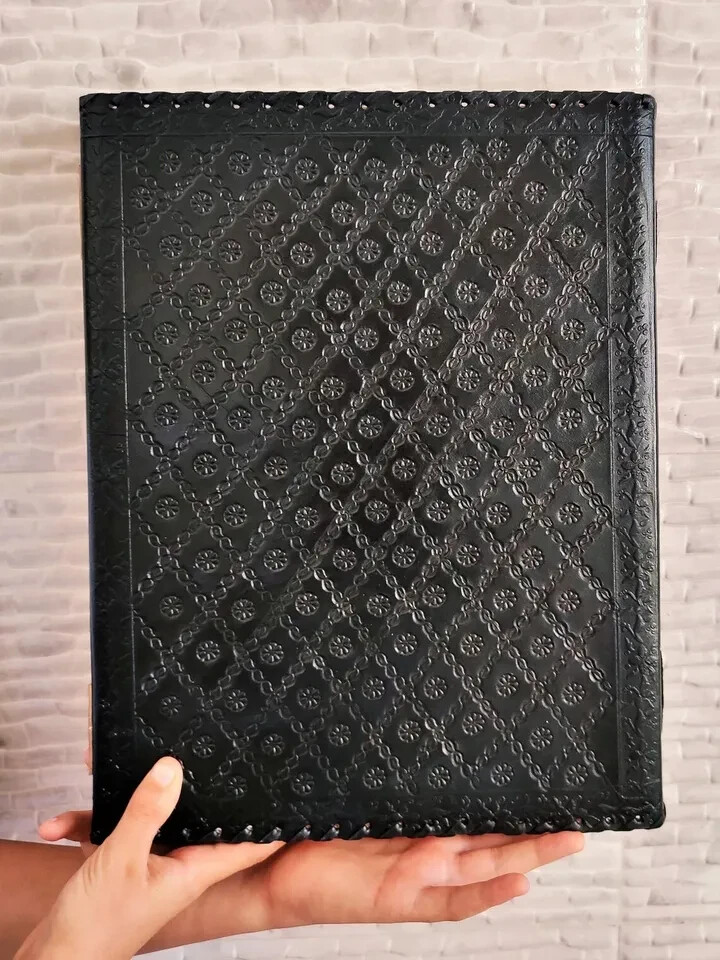 EXTRA LARGE Big Real Leather Seven Stone Embossed Book Journal Notebook
