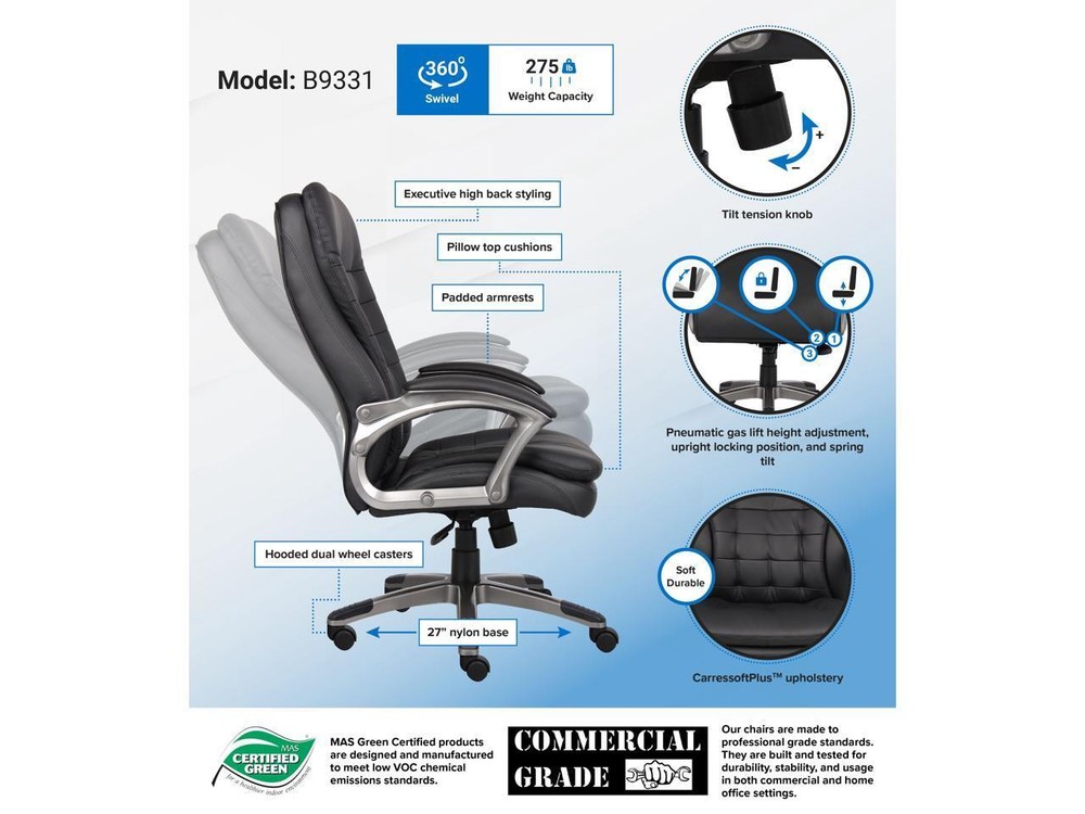 BOSS Office Products B9331 Executive Chairs