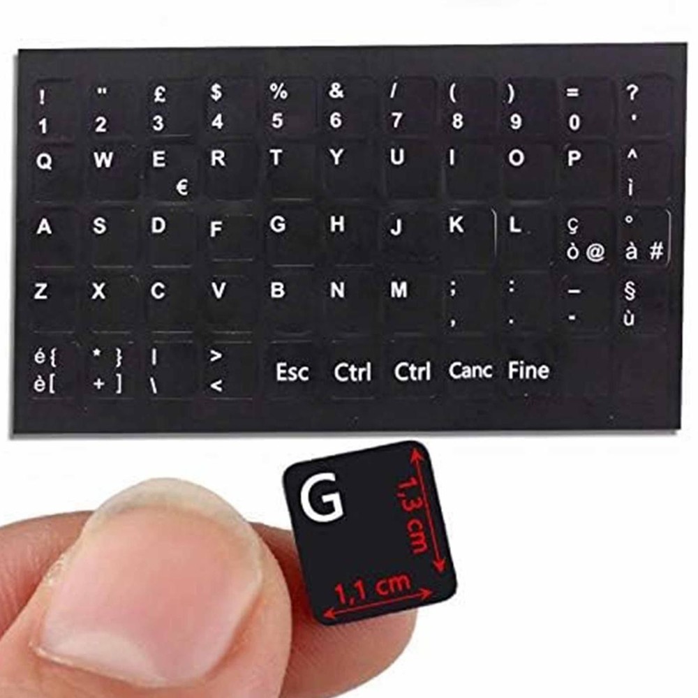 Notebook keyboard stickers to transform Italian layout matte black_