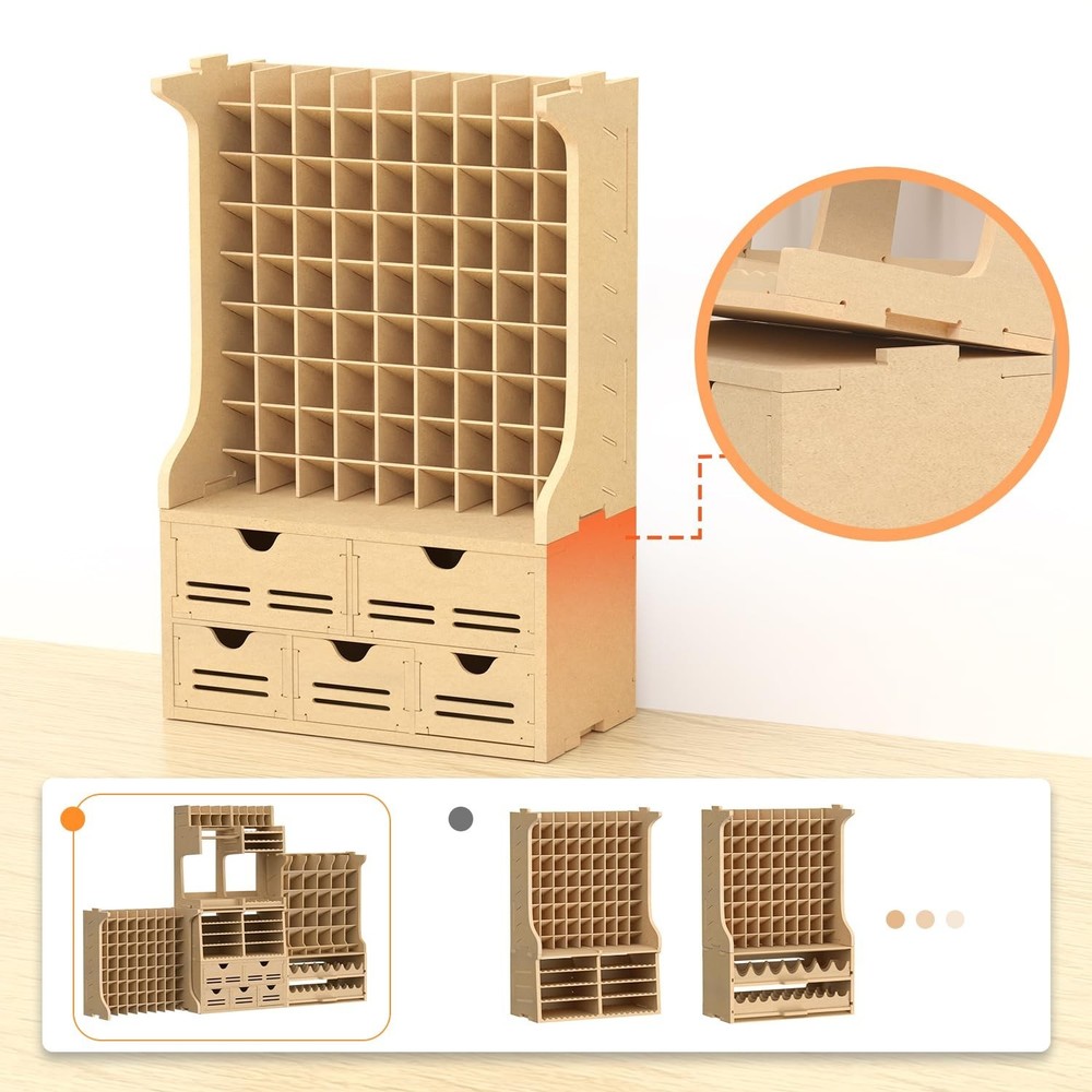 Large Capacity Plastic Model Tool Storage Paint Rack - Holds 72 Pieces, Compa...
