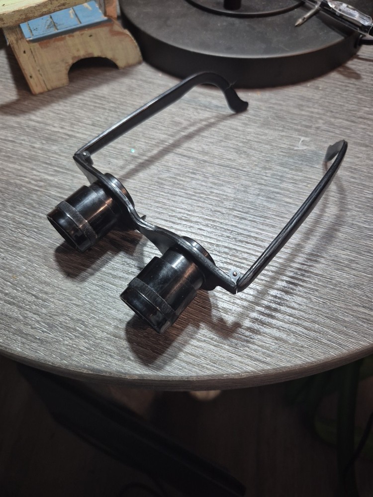 Adjustable Wearable Binoculars Unmarked with Wood Case