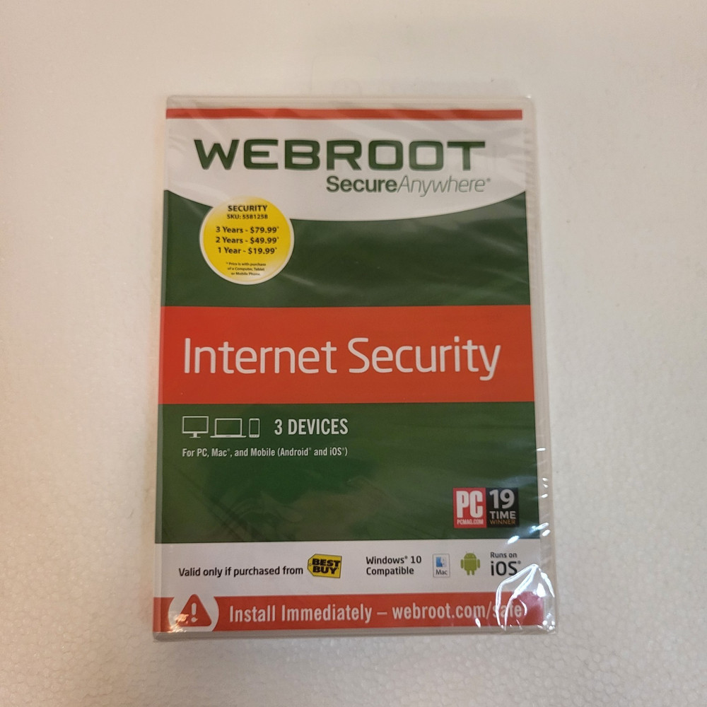 Webroot Secure Anywhere Internet Security w Antivirus PC Mac Mobile 3 Device New