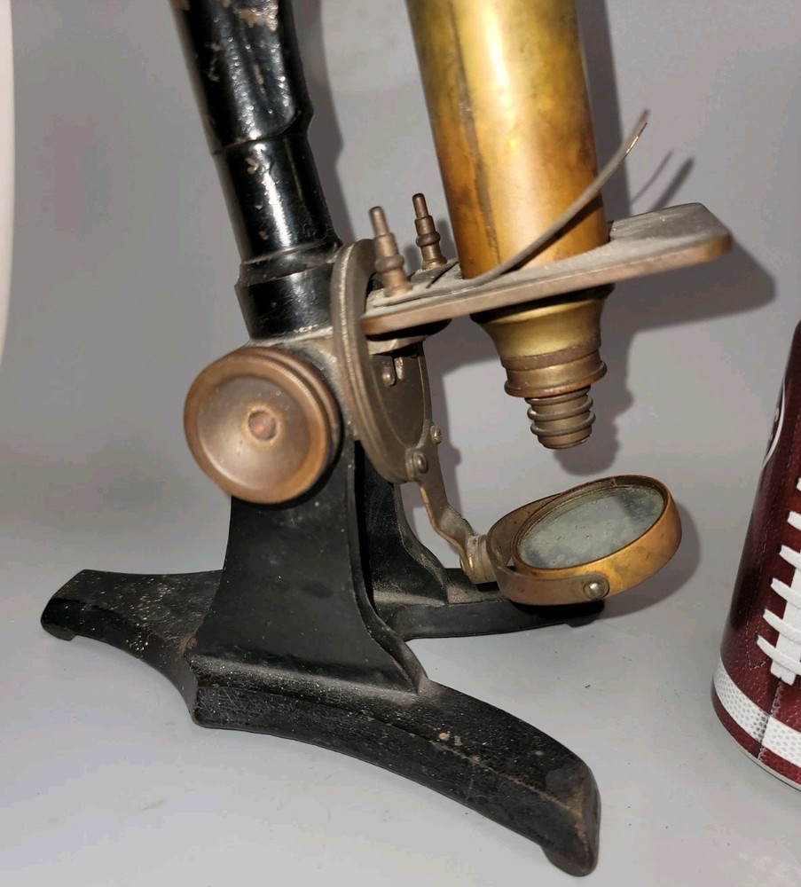 Antique Brass & Cast Iron Microscope Really Well Made Brass Microscope | 1800s