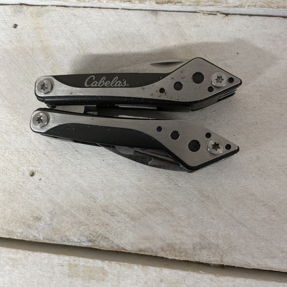 CABELAS SMALL  7 Tool Pocket Knife PLIERS MULTI-TOOL  Silver & Black Fast Ship