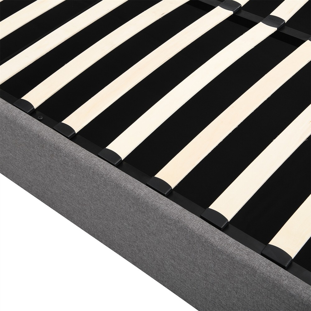 Full Size Upholstered Platform Bed Frame with Hydraulic Storage System Gray
