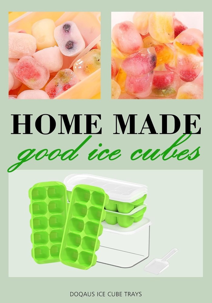 4 Pack Stackable Silicone Ice Cube Trays with Lids - BPA Free & Dishwasher Safe