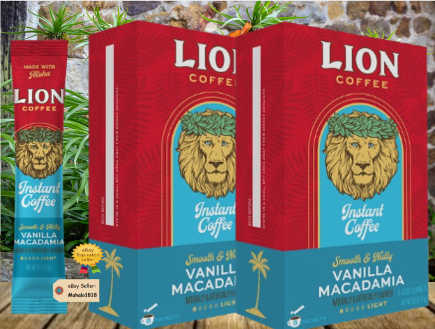 Lion Instant Vanilla Macadamia Nut Coffee, 8 stick - 2 Boxes