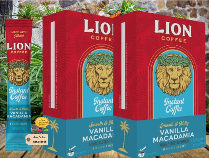 Lion Instant Vanilla Macadamia Nut Coffee, 8 stick - 2 Boxes