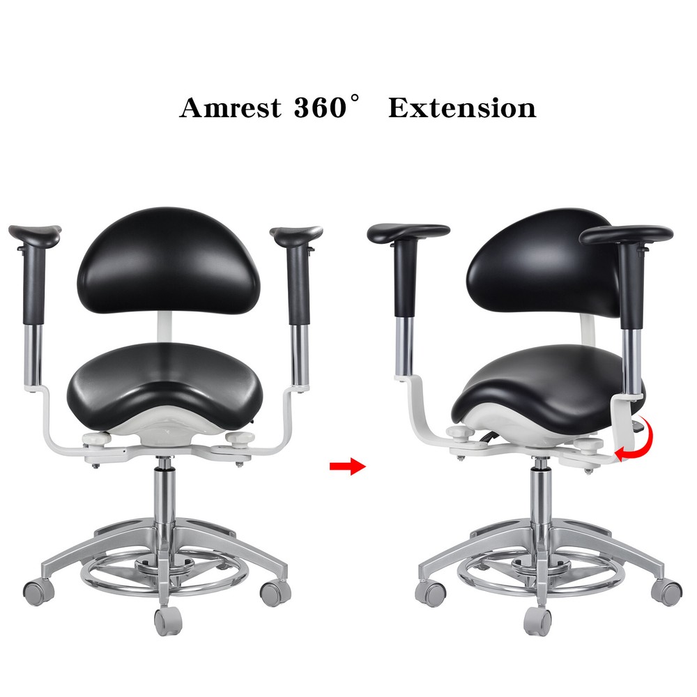 Dental Dynamic Microscope Saddle Chair Stool Foot Controlled PU Leather US