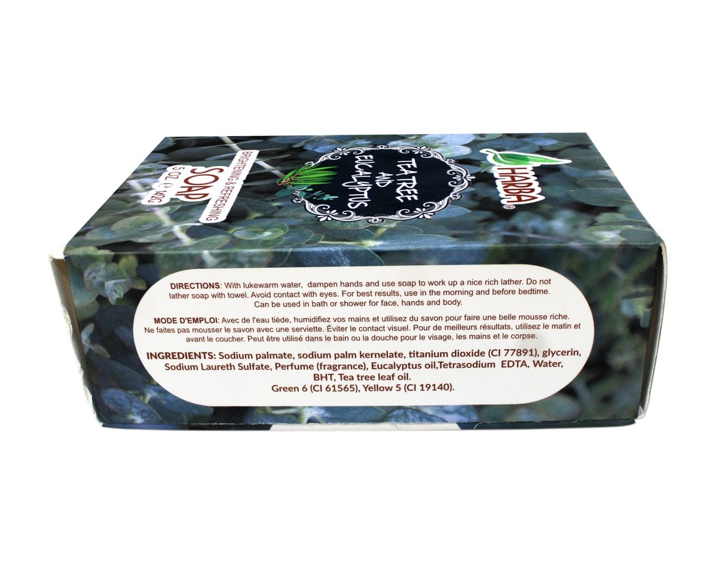 Harba Bath Soap, Brightening & Refreshing, Tee Tree & Eucalyptus, 5 OZ - 3 Pack