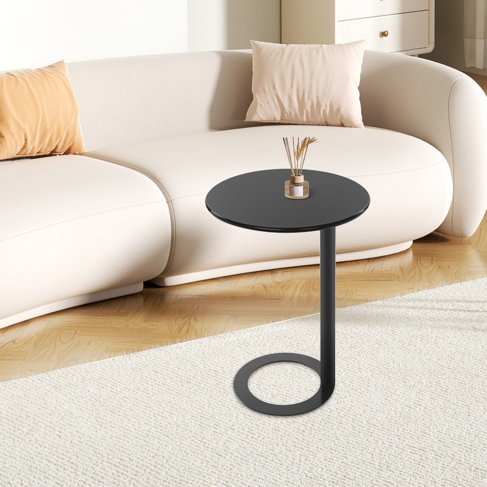 Side Table for Small Spaces, Modern Couch End Table Black