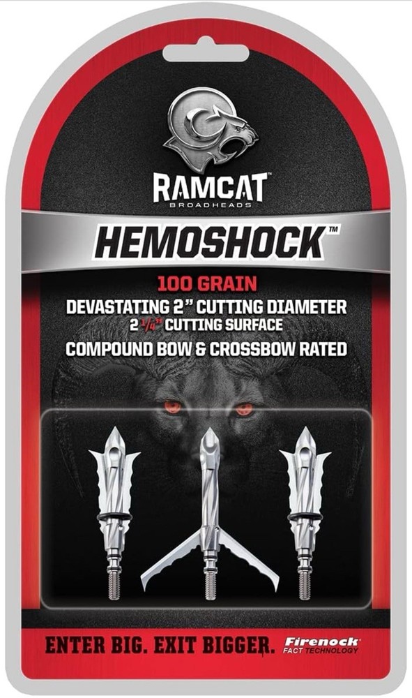 RAMCAT Hemoshock 100 Grain devastating 2”cutting diameter 2 1/4 cutting surface