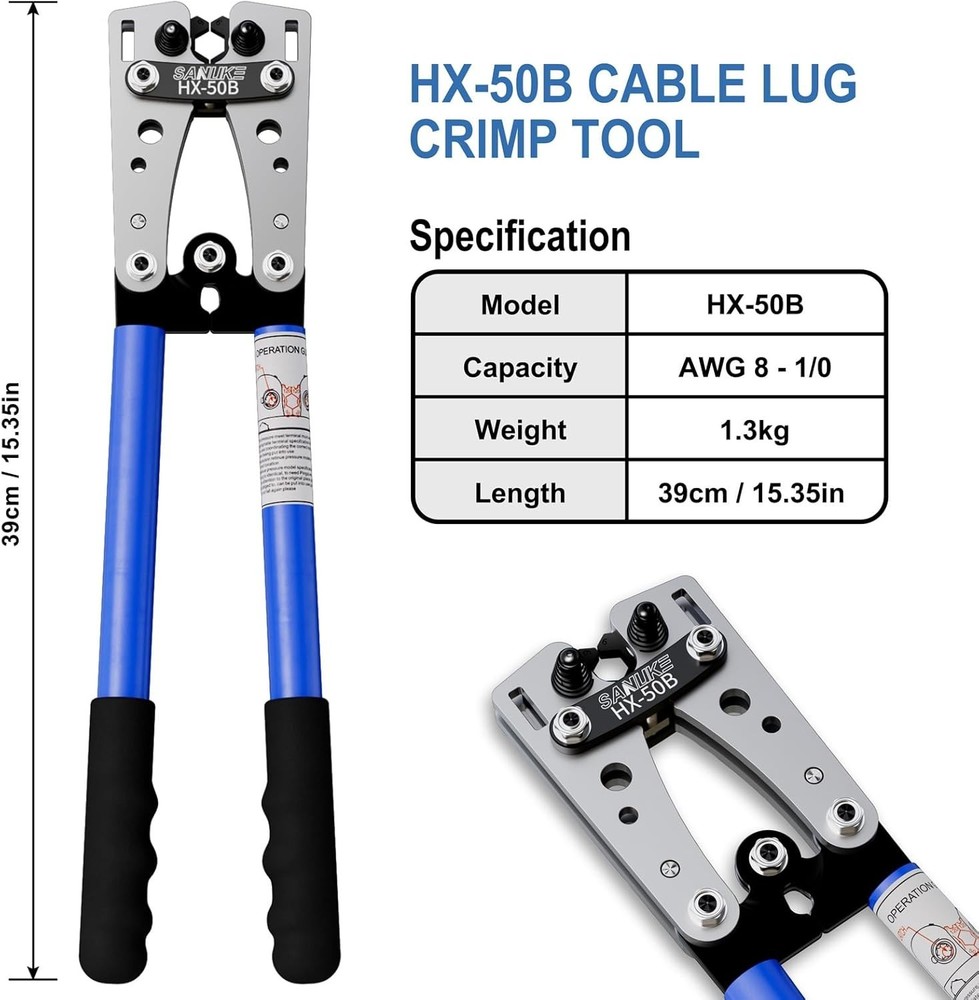 Professional Battery Cable Crimping Tool - Complete Kit