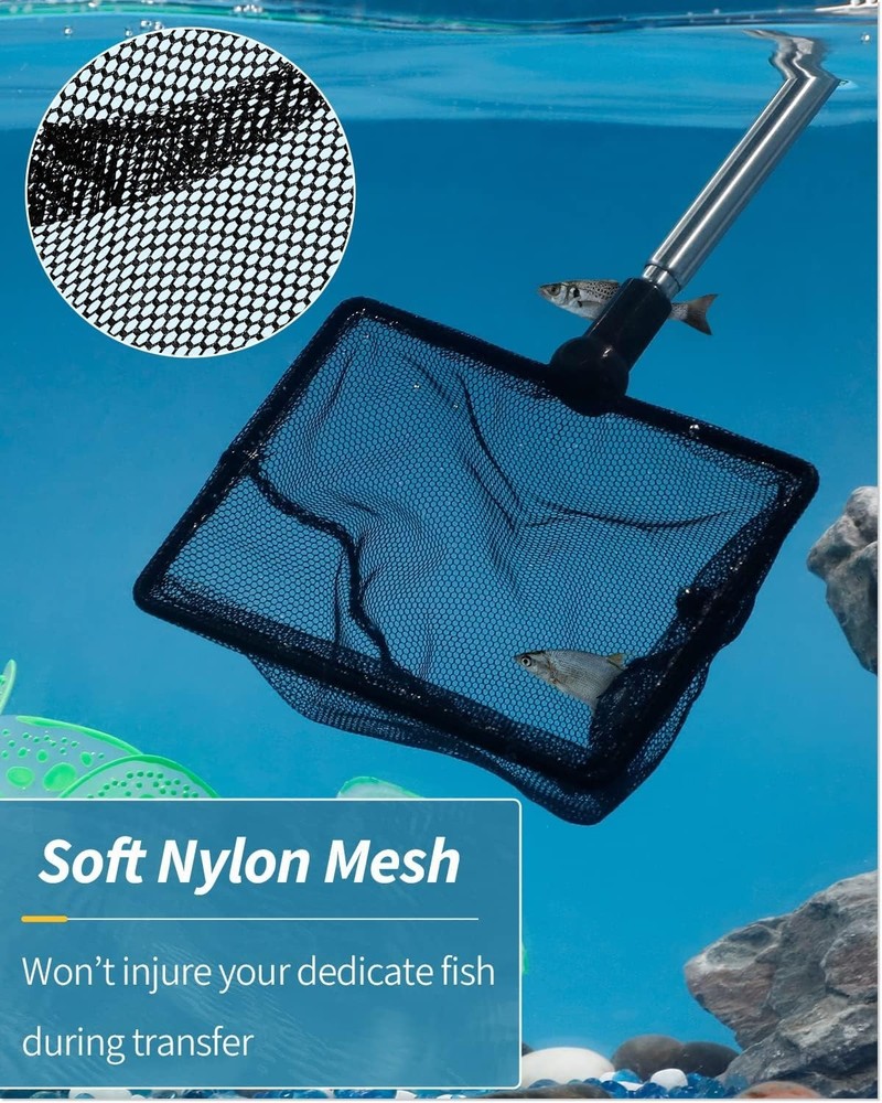 Compact 4 Inch Fish Net with Rust-Resistant Handle - Ideal for Aquariums