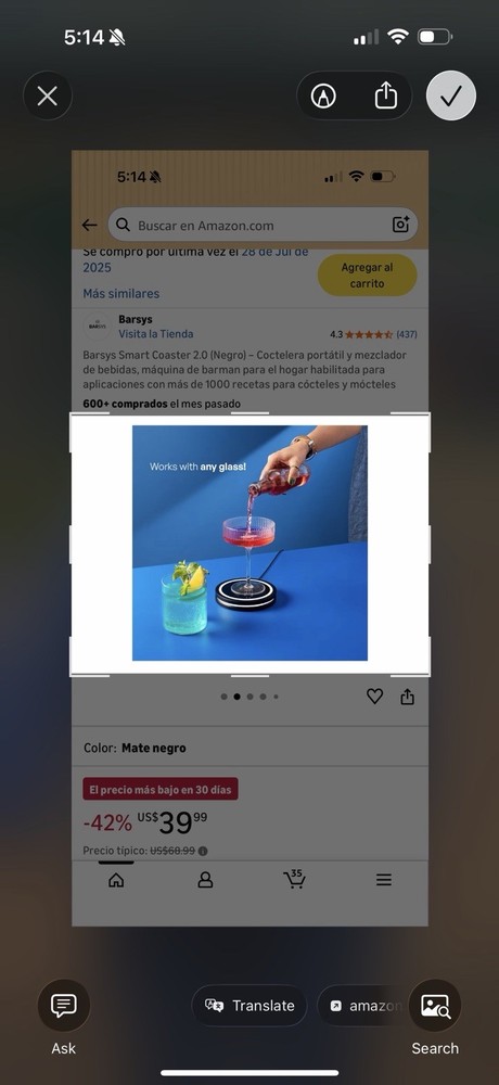 Smart Coaster 2.0 (Black) – Portable Cocktail Maker & Matte Black