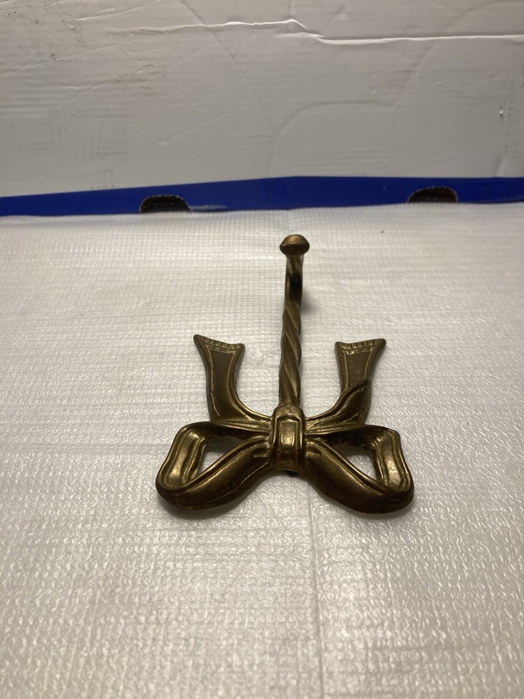 Vintage Solid Brass Bow Wall Hook 4 1/2in X 3 1/8in