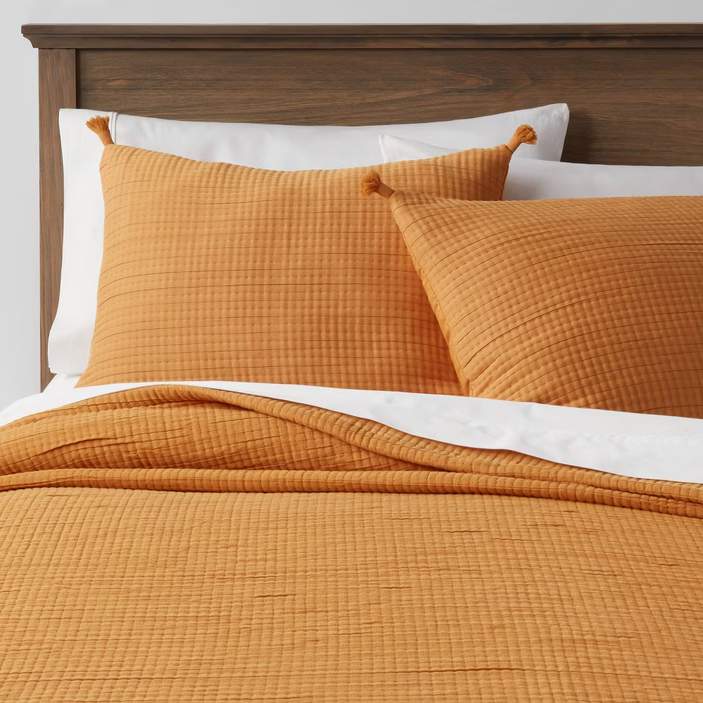 Standard Double Cloth Quilt Sham Mustard - Threshold