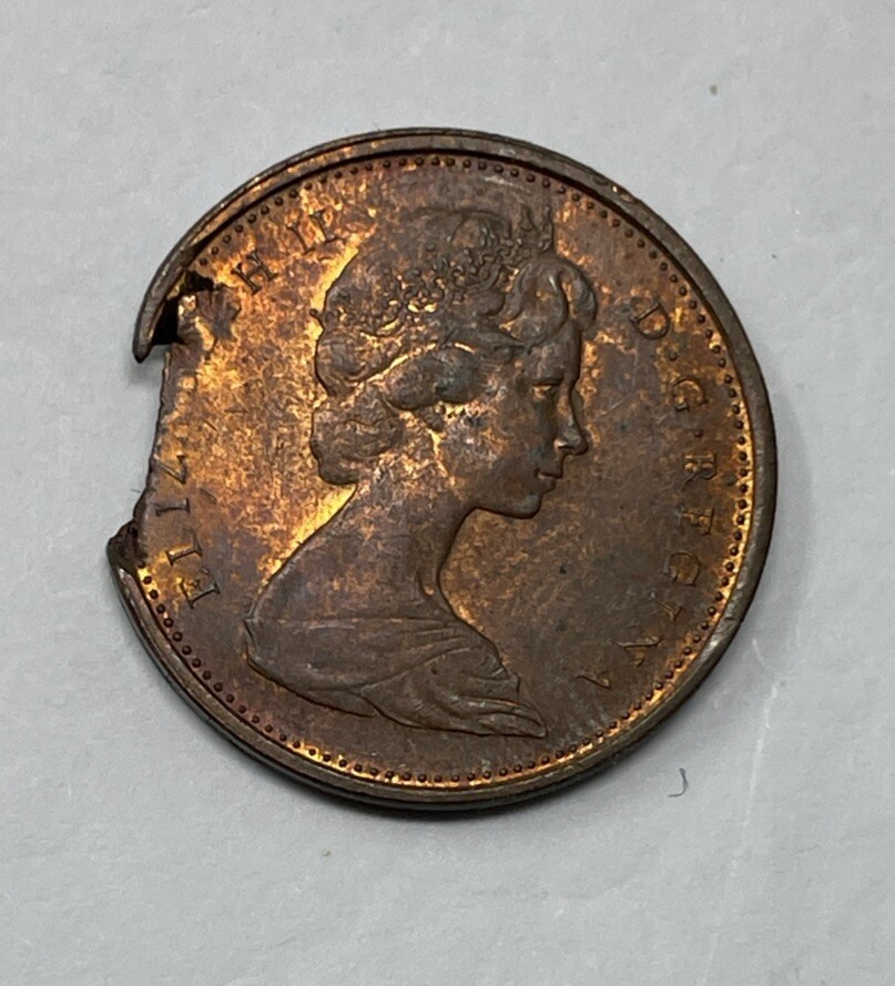 1974 Canada 1 Cent Major Planchet Flaw Error #C460