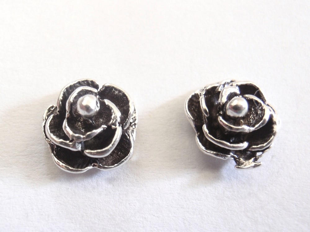 Small Rose Flower 925 Sterling Silver Stud Earrings
