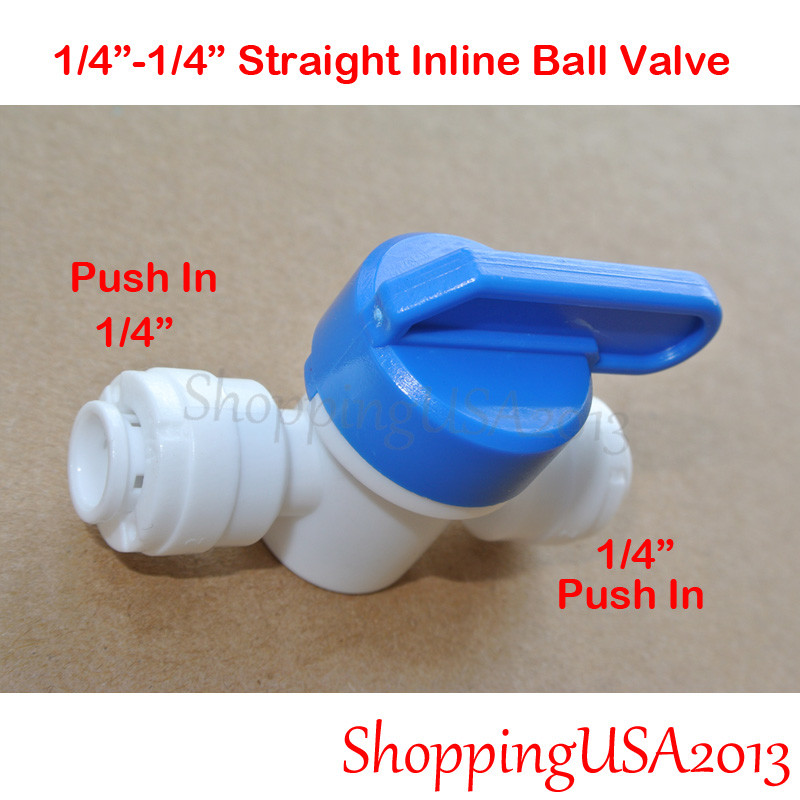 3 X Inline Straight Ball Valve 1/4"-1/4" Push In Quick Connect Undersink