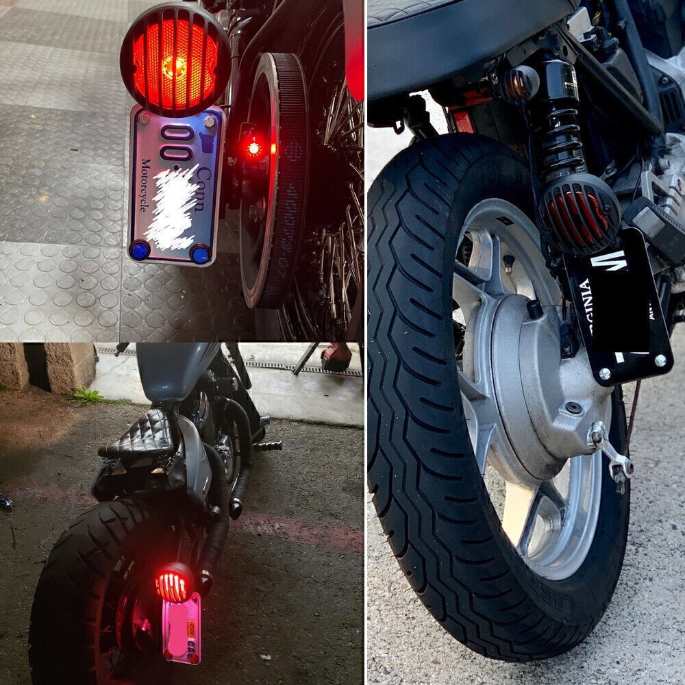 Side Mount LED Tail Light Bracket For Harley Bobber License Plate With Bracket