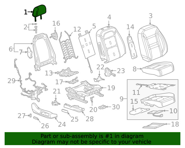 Genuine GM Black Front Seat Head Restraint 84680151