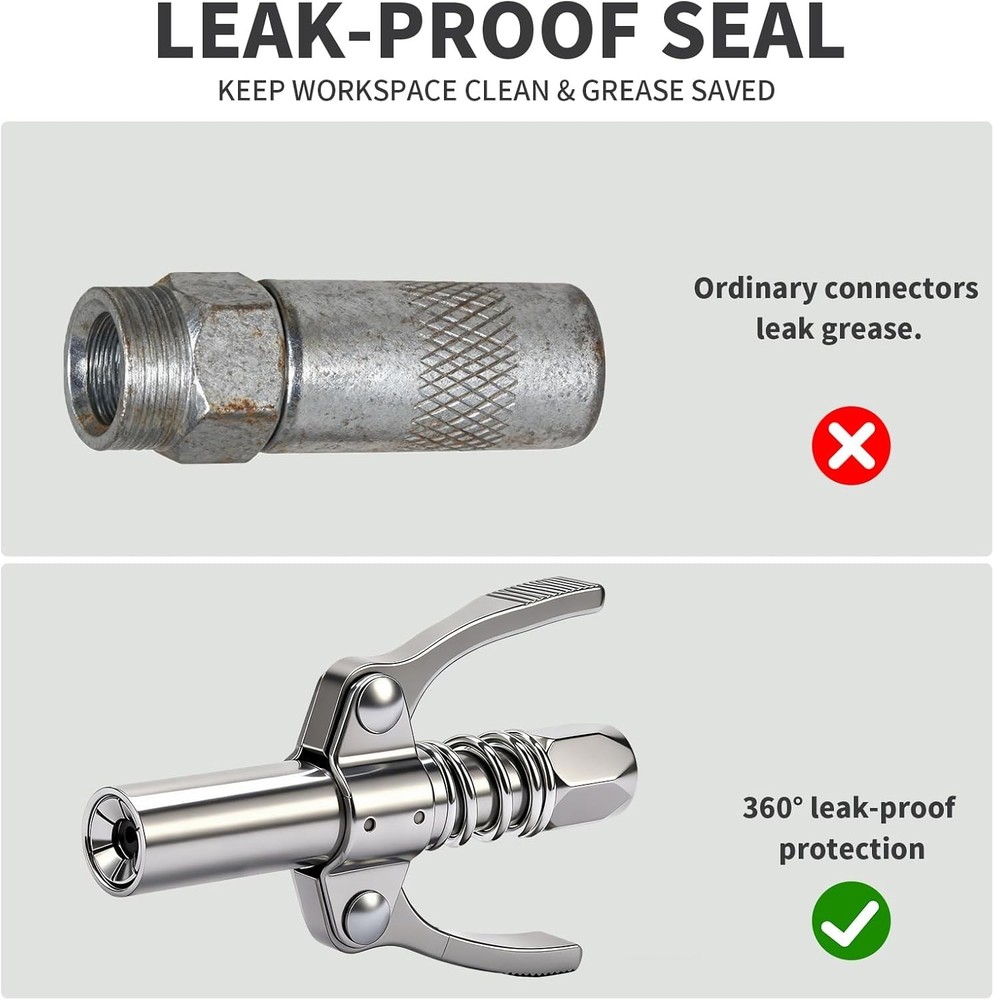 Grease Gun Coupler Double Handle Quick Release High Pressure Oil Nozzle