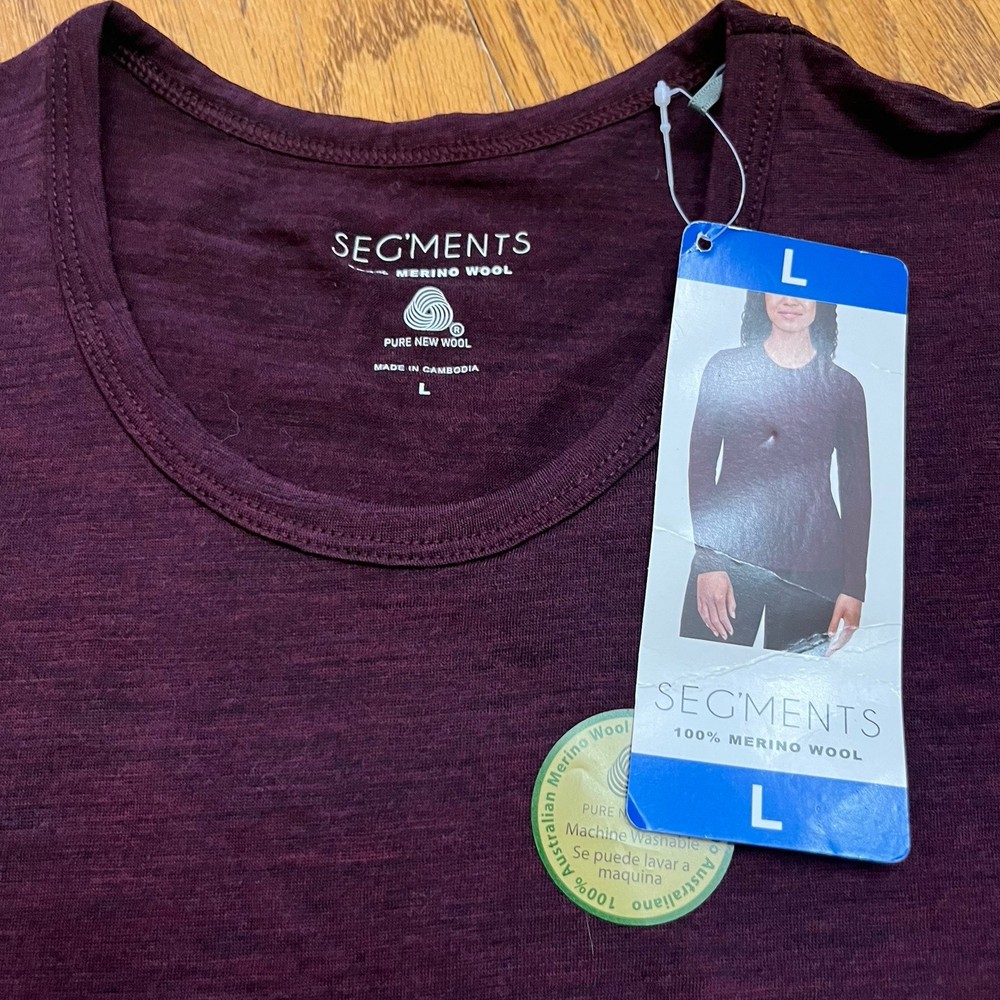 NWT Segments Large Purple Pure New Wool Pullover Base Layer