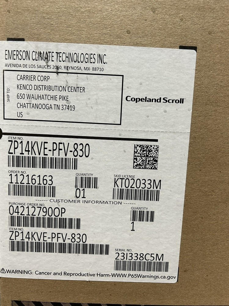 Copeland ZP14KVE-PFV-830 Scroll Compressor