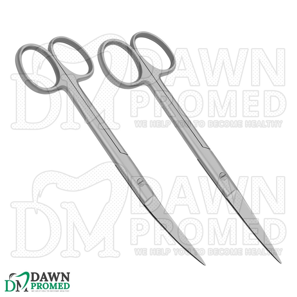2 Pcs Operating Scissors 6.5" Straight & Curved Sharp Sharp Round Pattern Set
