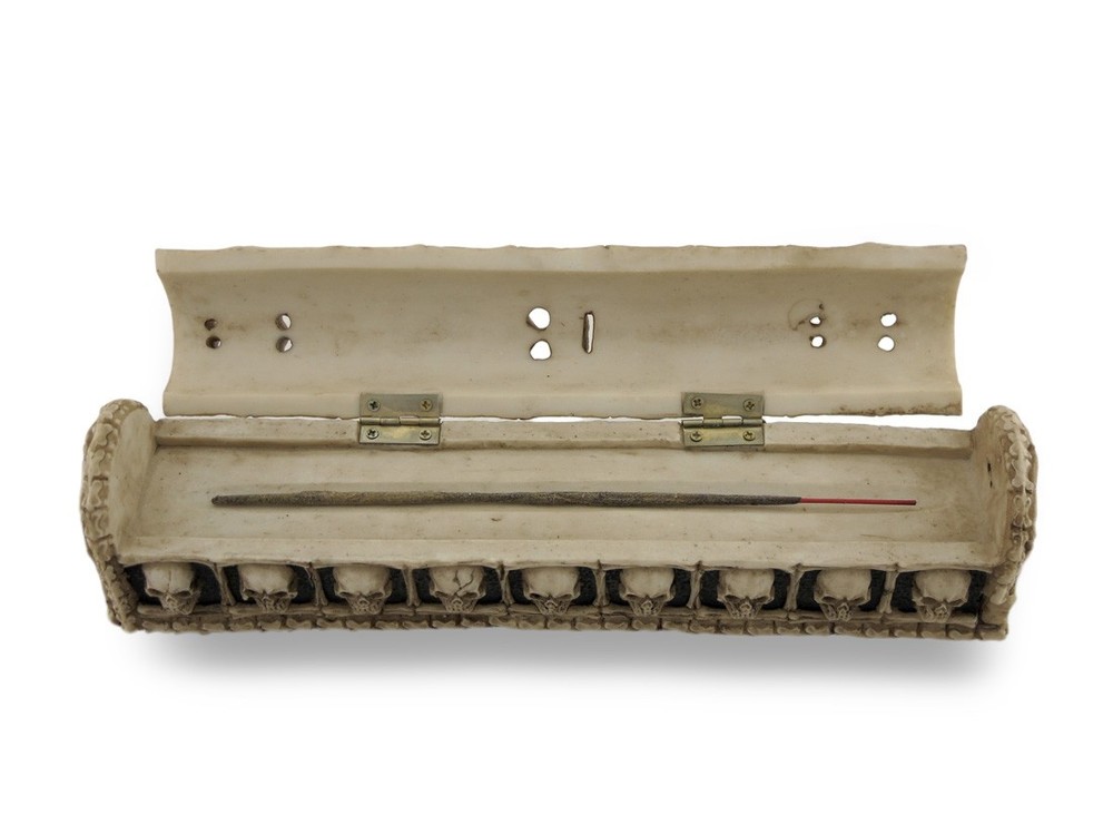 Scratch & Dent Skull and Bones Coffin Incense Burner Box with Storage