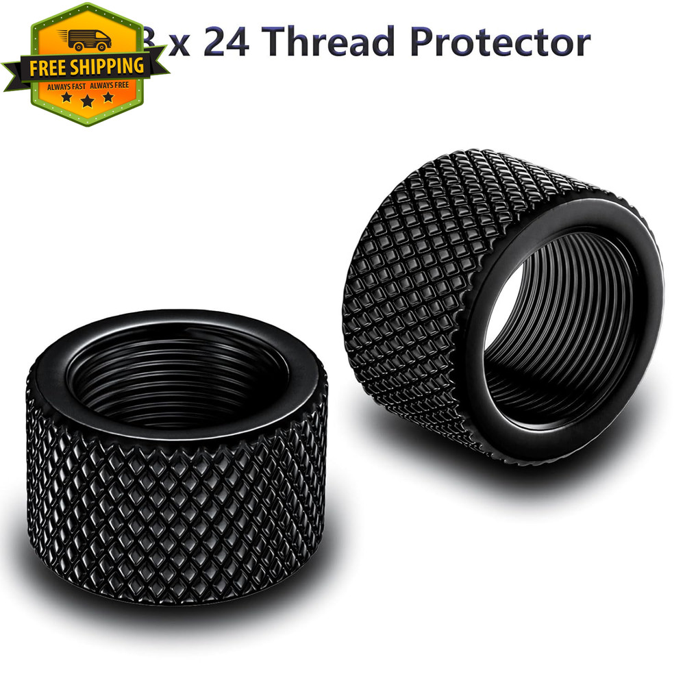 2 Pack 5/8x24 Steel Thread Protector Black Muzzle Thread Cover