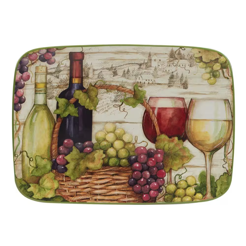 Meadow Brook Vineyard 10 In. Assorted Colors Earthenware Rectangular Platter
