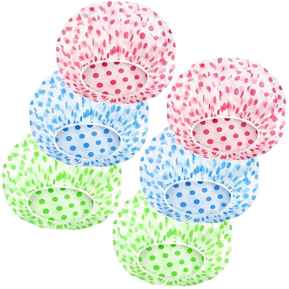 Shower Cap, Reusable Hat Bath Caps, Waterproof with Red, Blue, Green