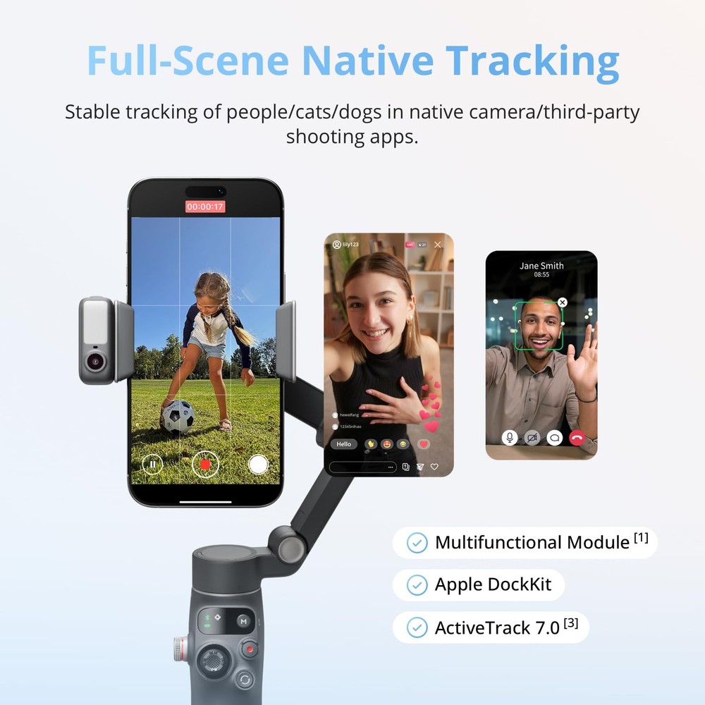 DJI Osmo Mobile 8 Advanced Tracking Combo Gimbal Stabilizer for Phone, black