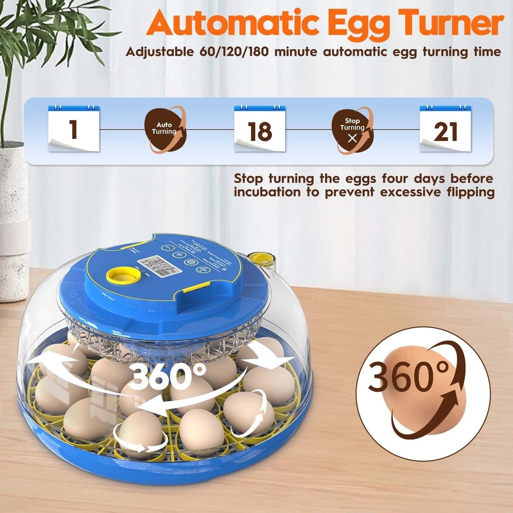 Incubator for Hatching Eggs-18 Egg Incubator with Automatic Egg Turning and H...