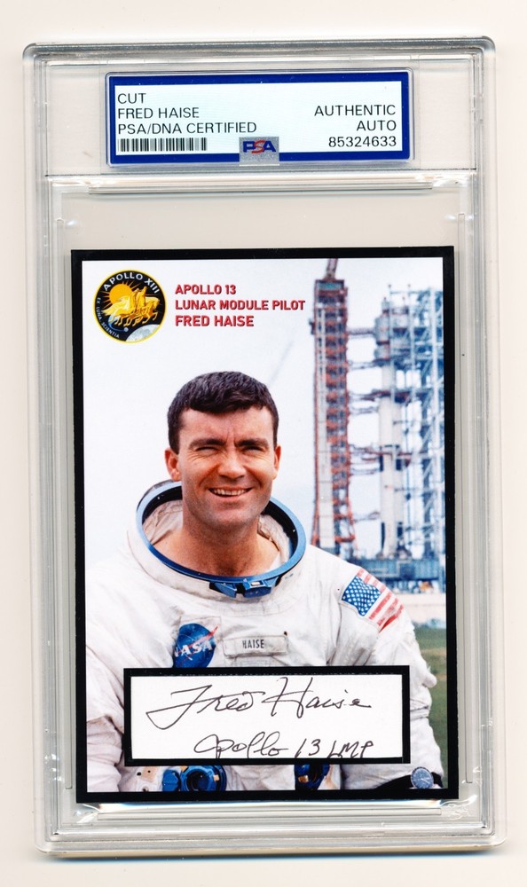 Fred Haise Signed Cut Custom Display PSA/DNA Authentic Slabbed Apollo 13 LMP