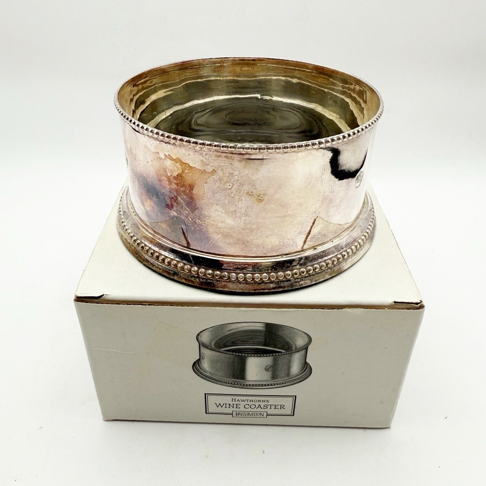 Restoration Hardware Hawthorne WINE Champagne Bottle COASTER Silver Plated