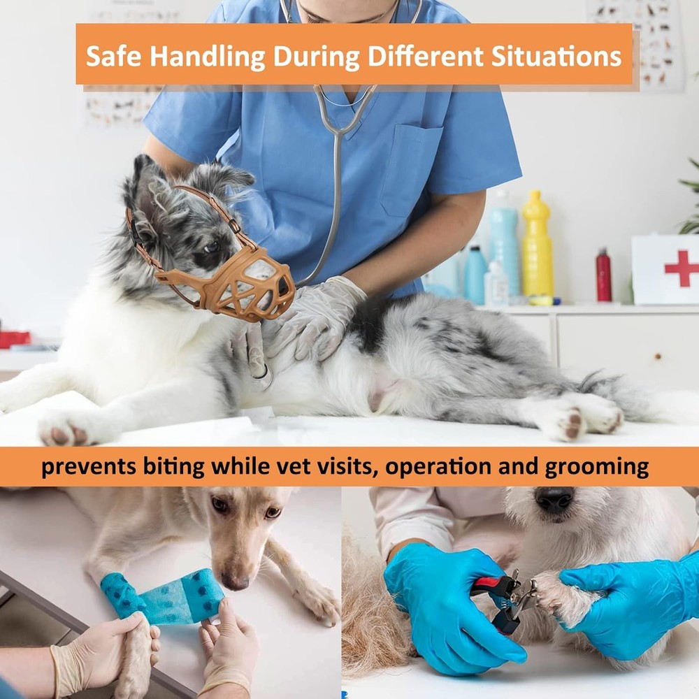 Secure XL Dog Muzzle for Reactive Dogs, Brown