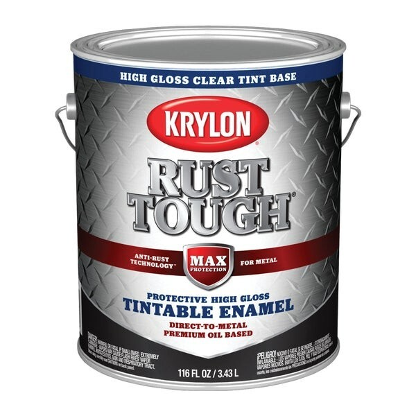 (2)-Krylon Rust Tough Oil-Based Gloss Rust Control Enamel, Clear Base, 1 Gal.