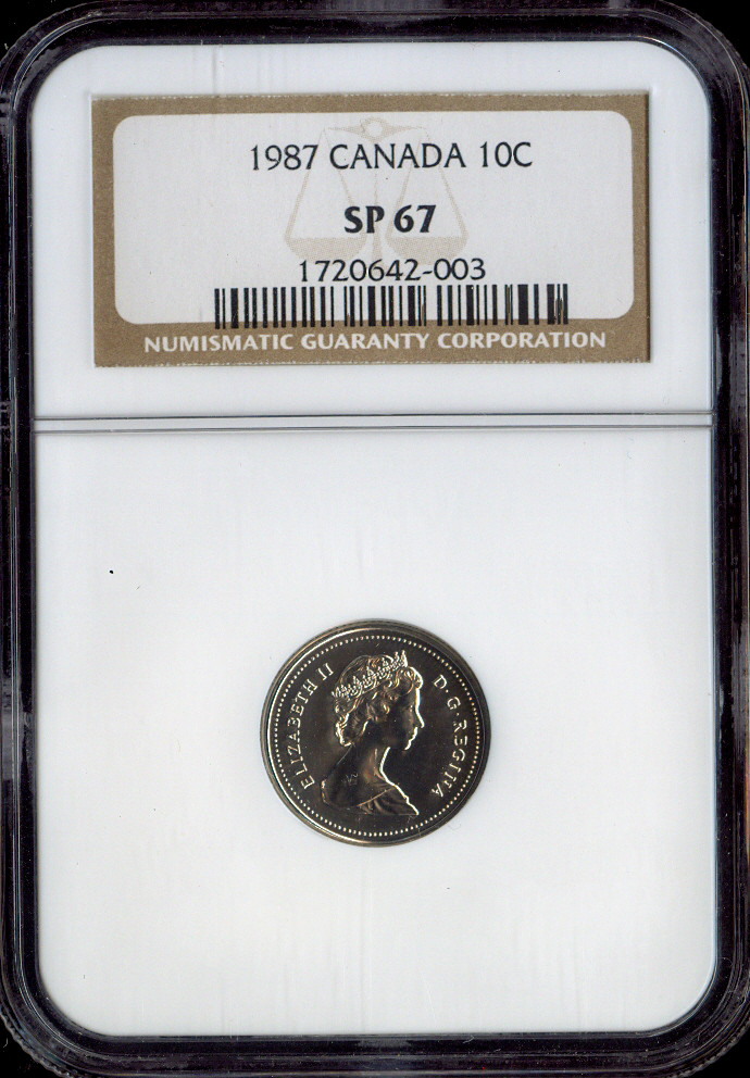 1987 Canada 10 Cents 10C NGC SP67  - Quality