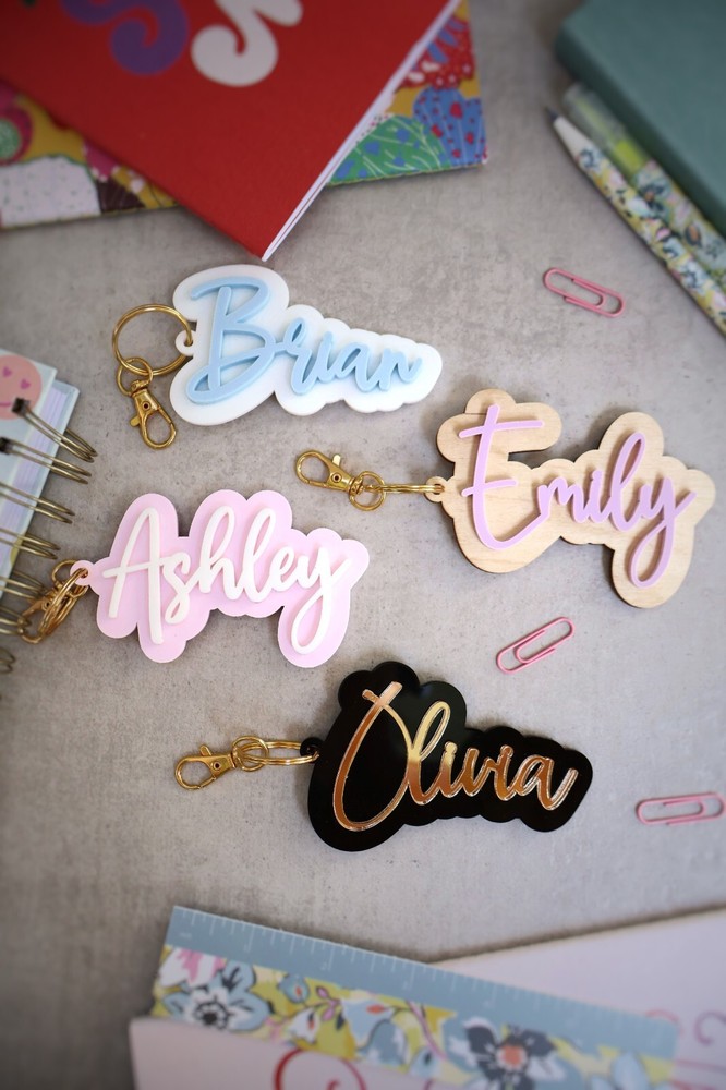 Acrylic Keychain Personalized, Custom Name Charm, School Tag, Backpack,