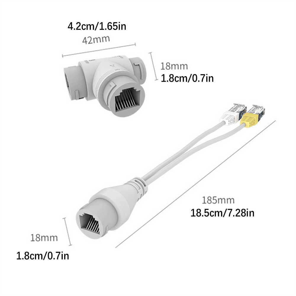 POE Splitter 2-in-1 Network Cabling Three-way RJ45 Connector For Security Camera